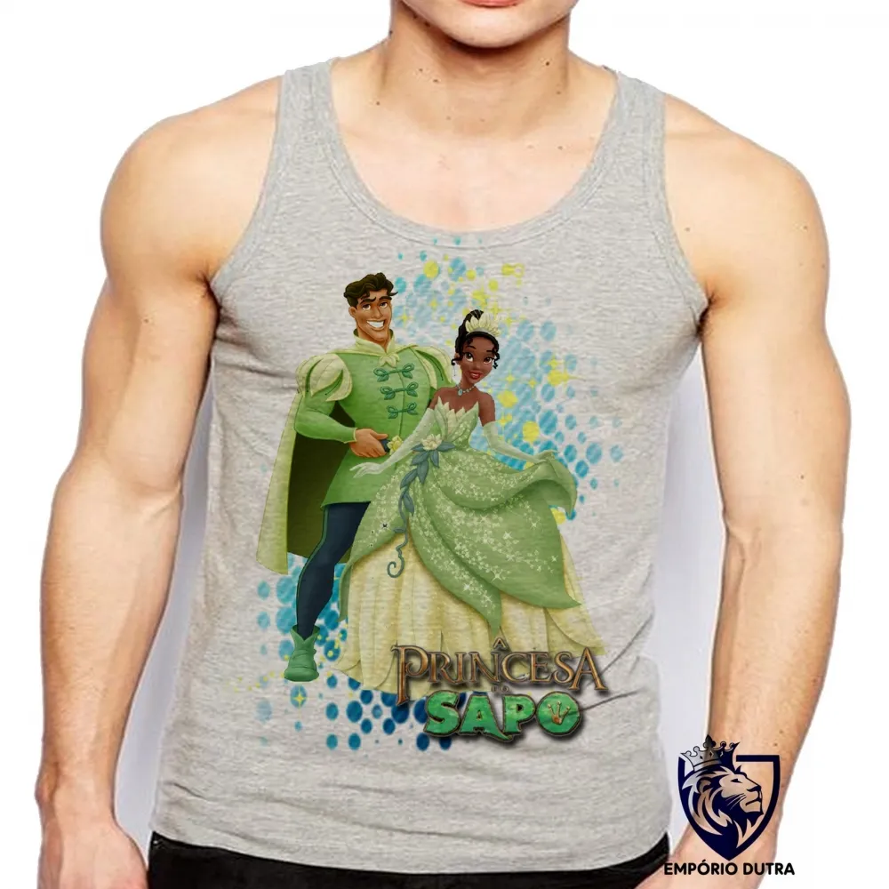 Camiseta Regata adulto ou infantil Princesa e o Sapo homem