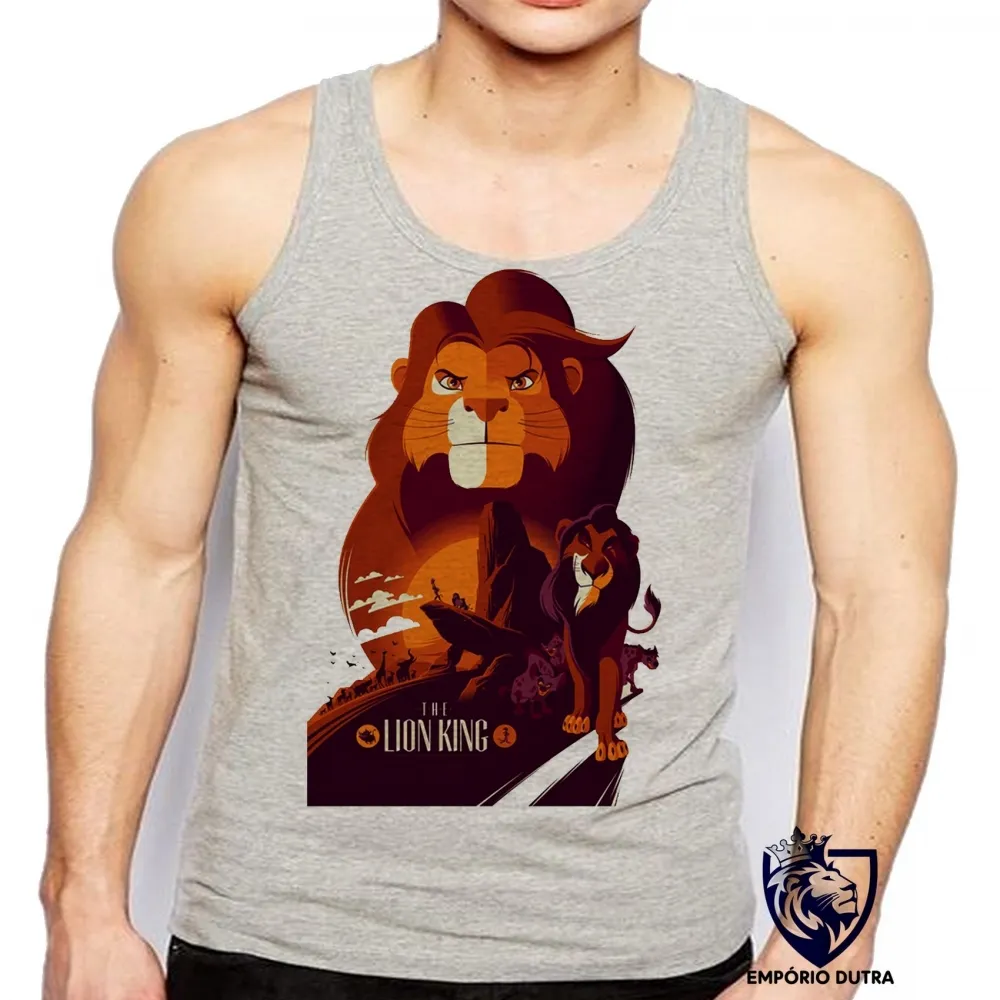 Camiseta Regata adulto ou infantil rei leão escar simba disney desenho Imagem