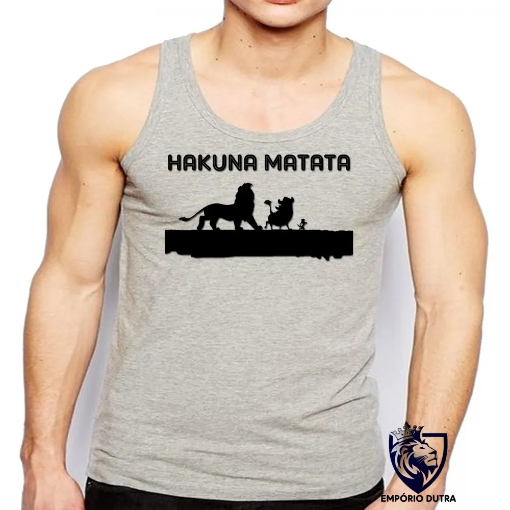 Camiseta Regata adulto ou infantil rei leão Hakuna Matata timão pumba lion king Imagem