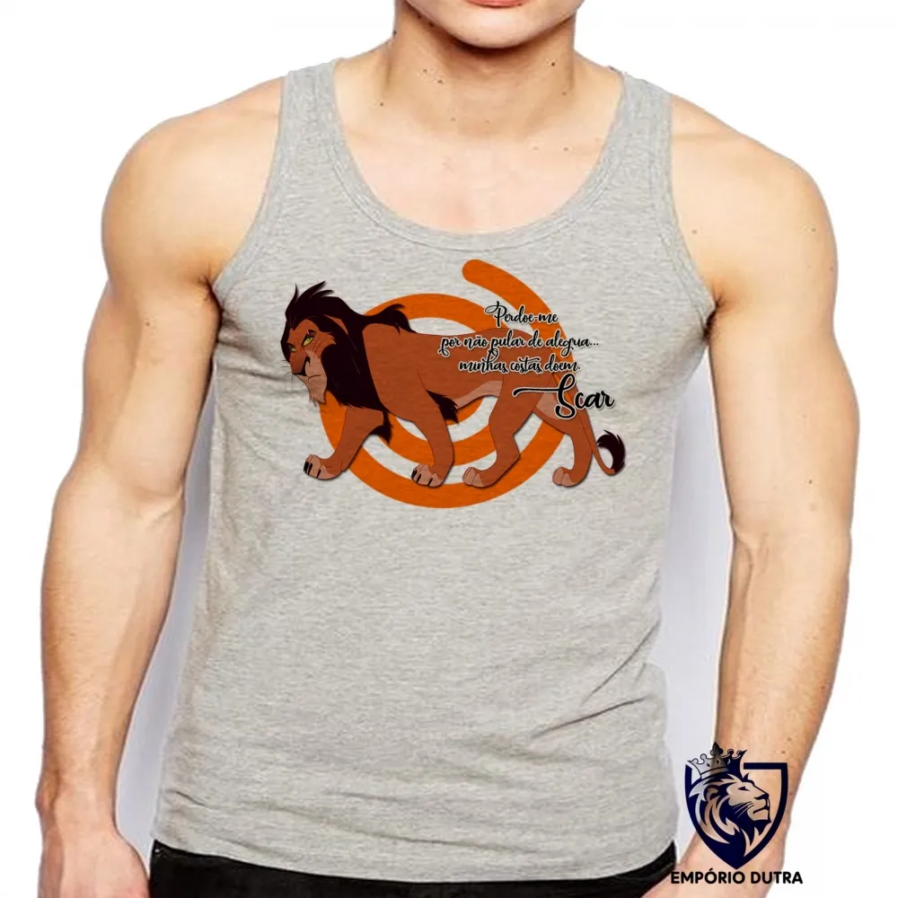 Camiseta Regata adulto ou infantil Rei Leão Lion King  Scar minhas costas doem Imagem