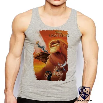 Camiseta Regata adulto ou infantil Rei Leão Lion King Mufasa Simba Africa Disney