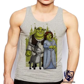 Camiseta Regata adulto ou infantil Shrek fiona burro desenho