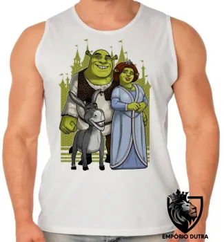 Camiseta Regata adulto ou infantil Shrek fiona burro desenho - Foto 2