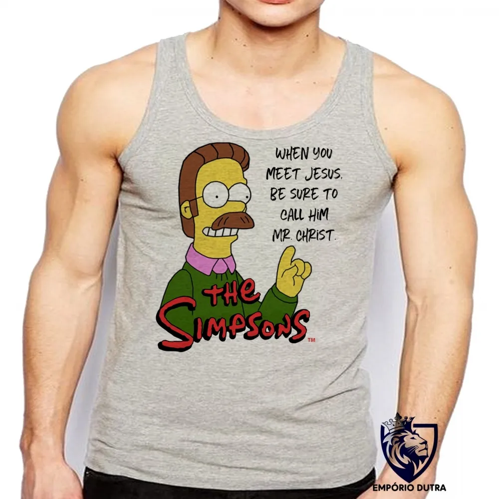 Camiseta Regata adulto ou infantil simpsons flanders Cristo vizinho homer Imagem