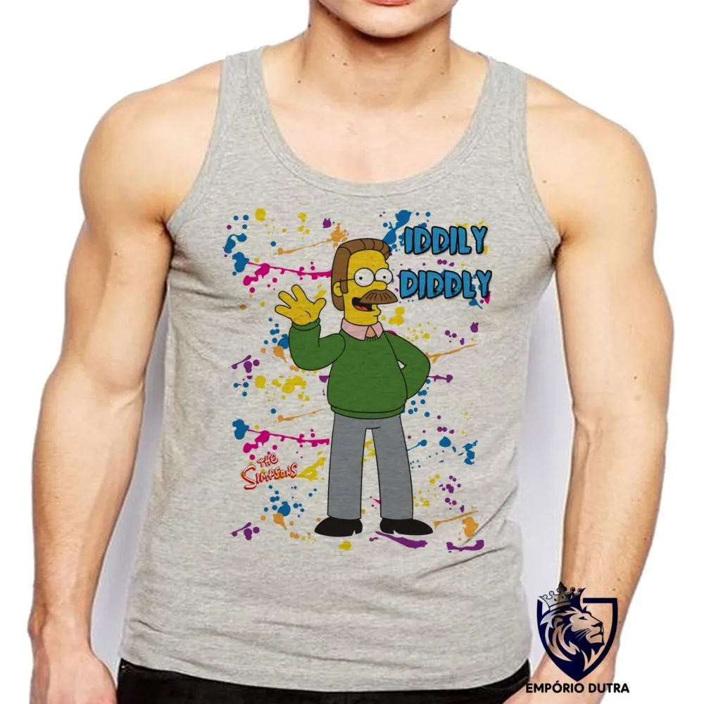 Camiseta Regata adulto ou infantil simpsons flanders iddily diddly