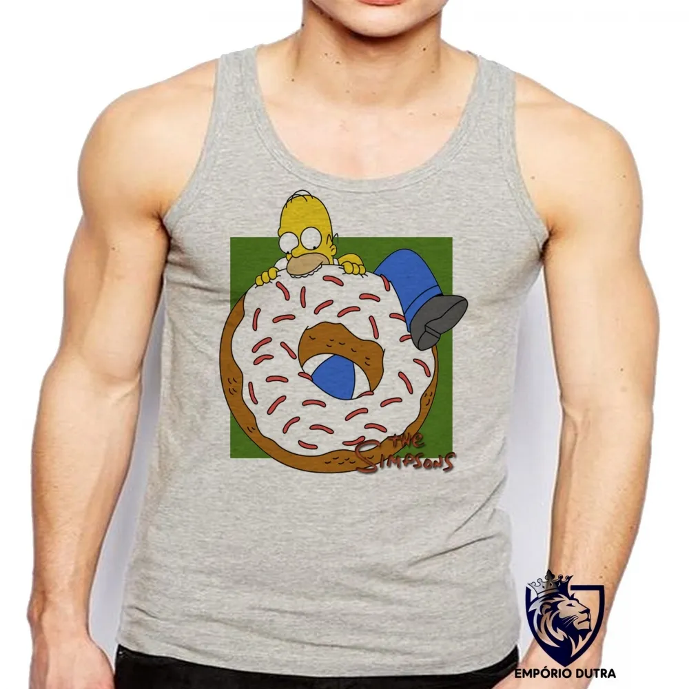 Camiseta Regata adulto ou infantil Simpsons Homer rosquinha morder