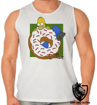 Camiseta Regata adulto ou infantil Simpsons Homer rosquinha morder - Foto 2