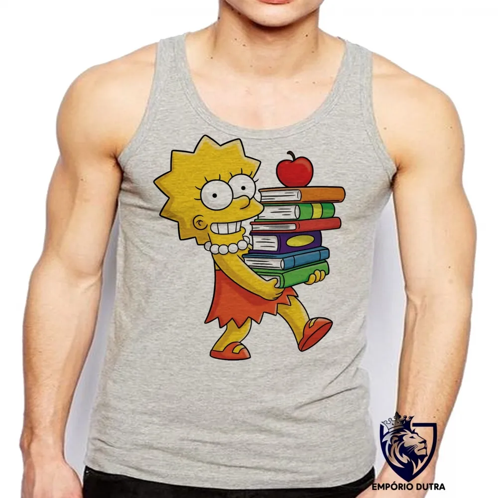 Camiseta Regata adulto ou infantil Simpsons Lisa Livros maggie marge