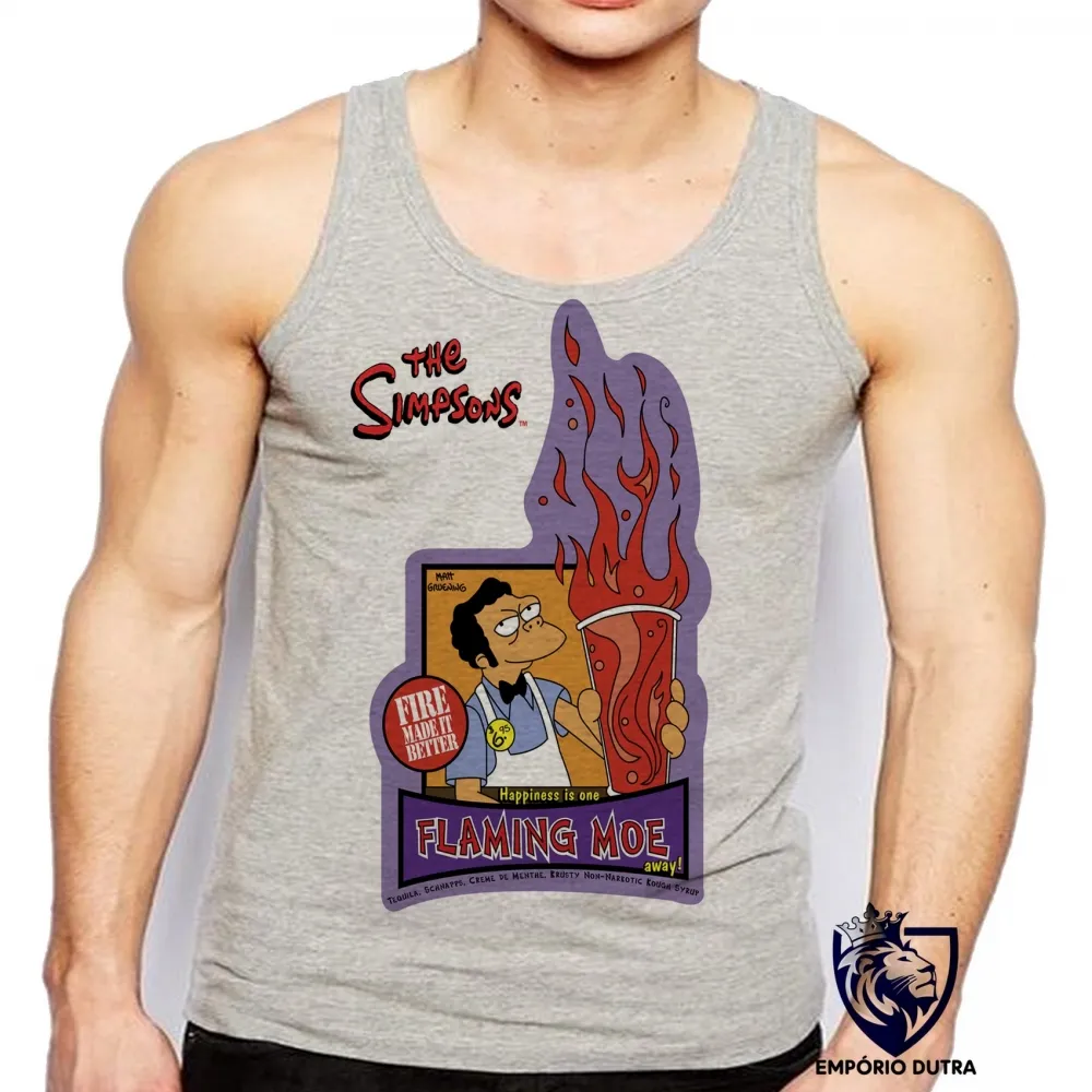 Camiseta Regata adulto ou infantil simpsons moe bar cerveja homer fogo