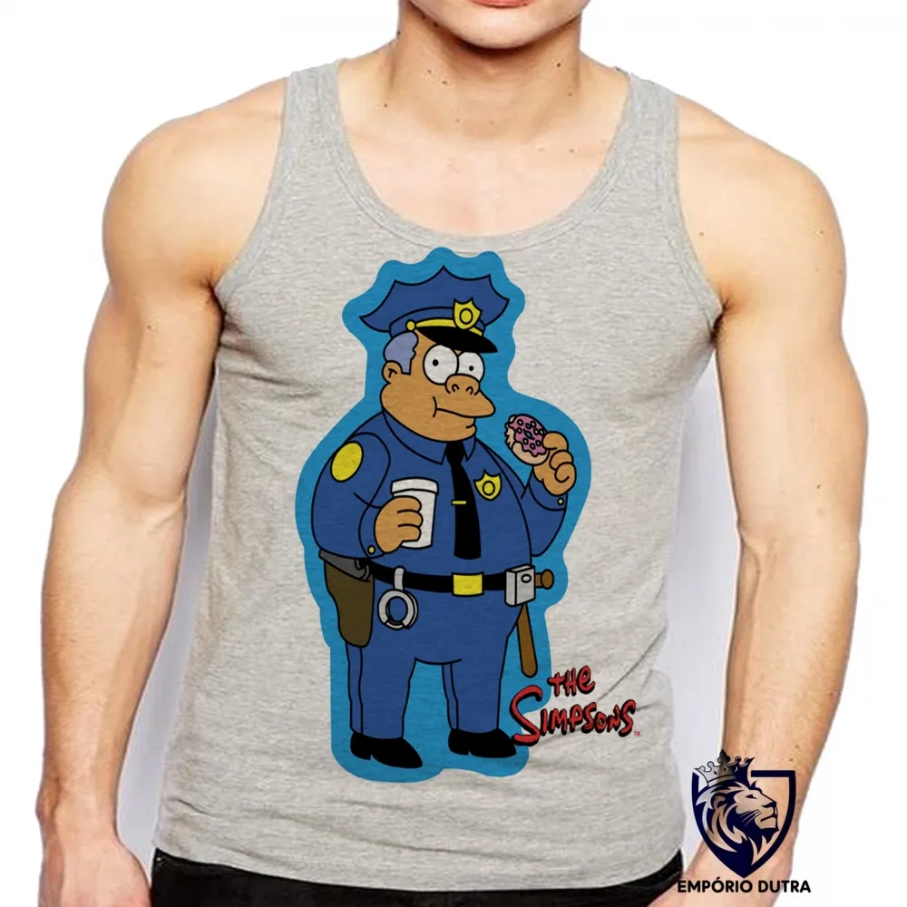 Camiseta Regata adulto ou infantil simpsons policial donut rosquinha