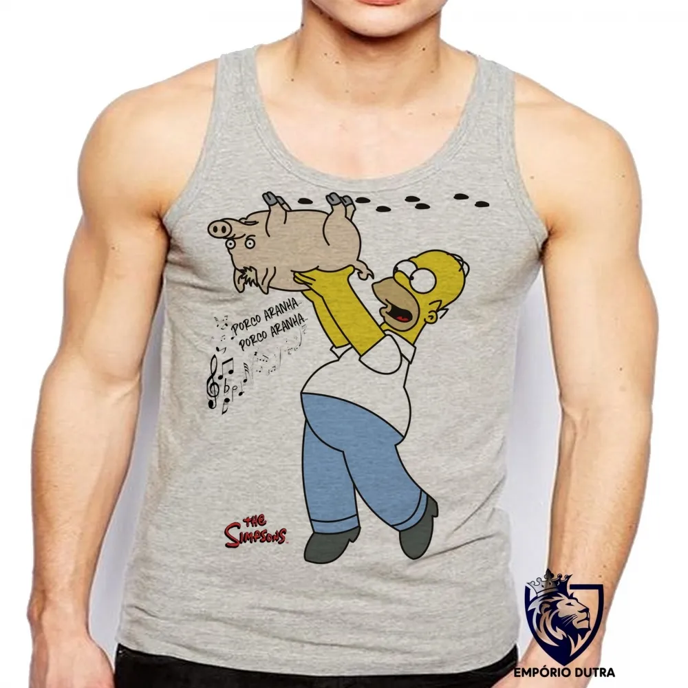 Camiseta Regata adulto ou infantil simpsons porco aranha homer filme Imagem