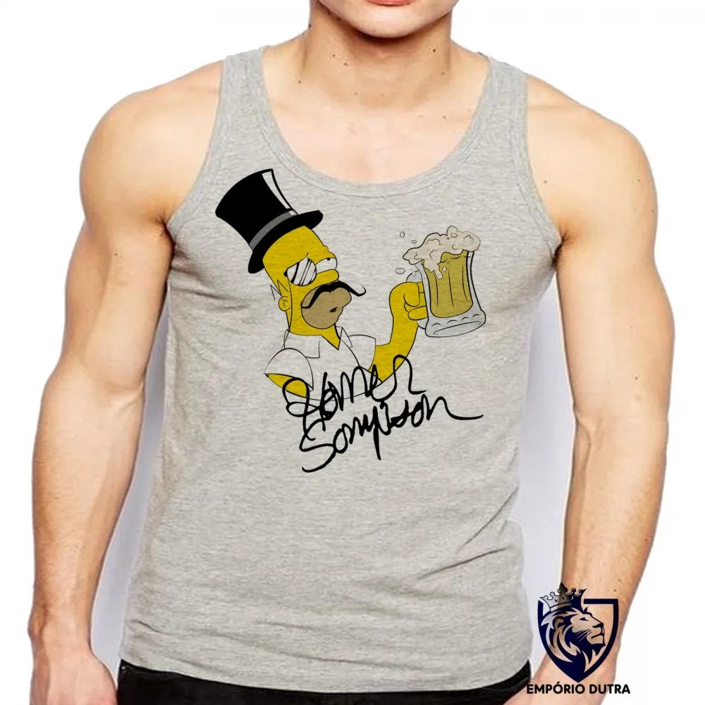 Camiseta Regata adulto ou infantil Sir Homer Simpson ingles cerveja choop