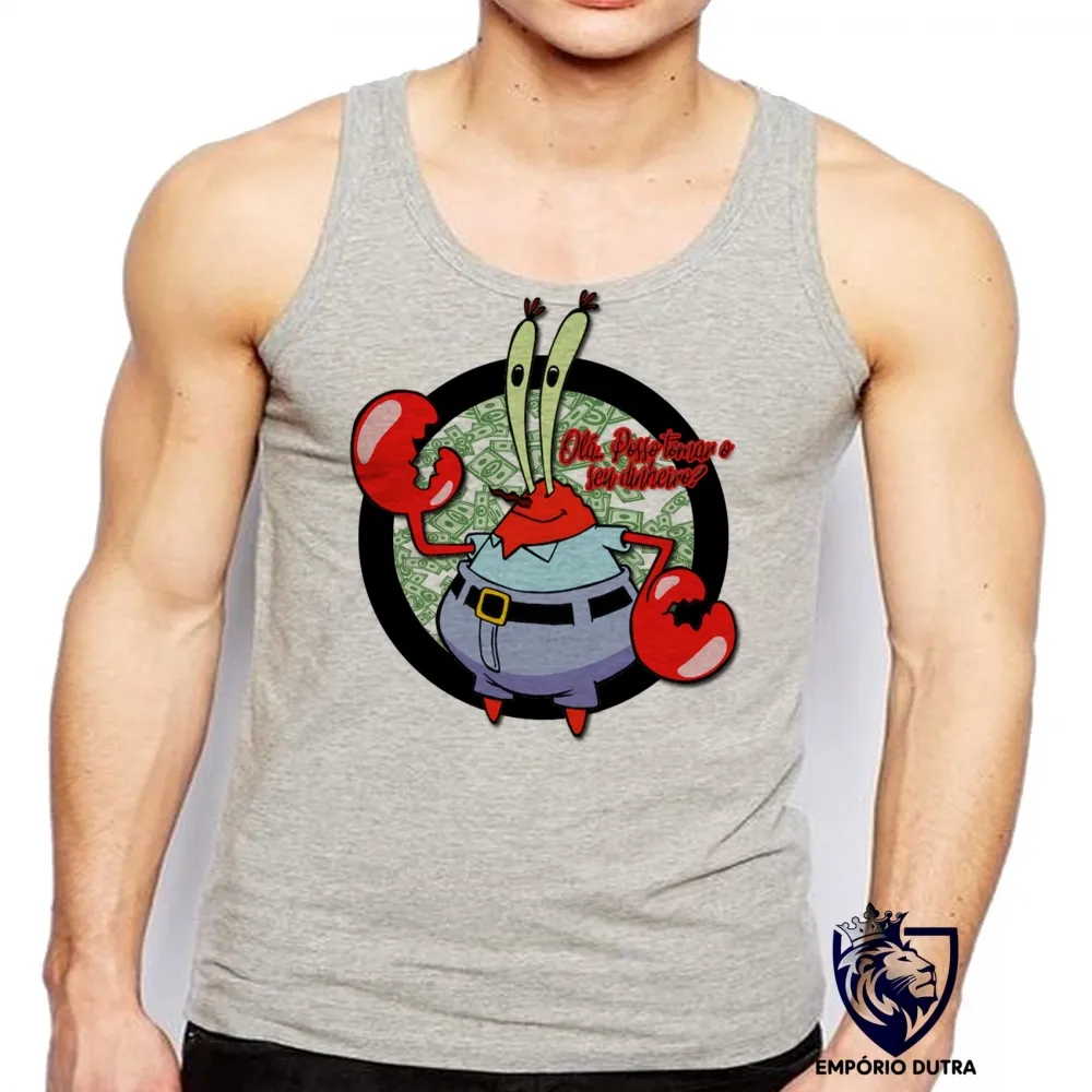 Camiseta Regata adulto ou infantil Sirigueijo tomar seu dinheiro bob esponja