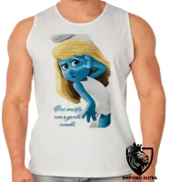 Camiseta Regata adulto ou infantil Smurfette você smurfou smurfs azuis - Foto 2