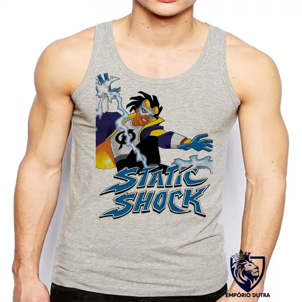 Camiseta Regata adulto ou infantil super shock choque static raios