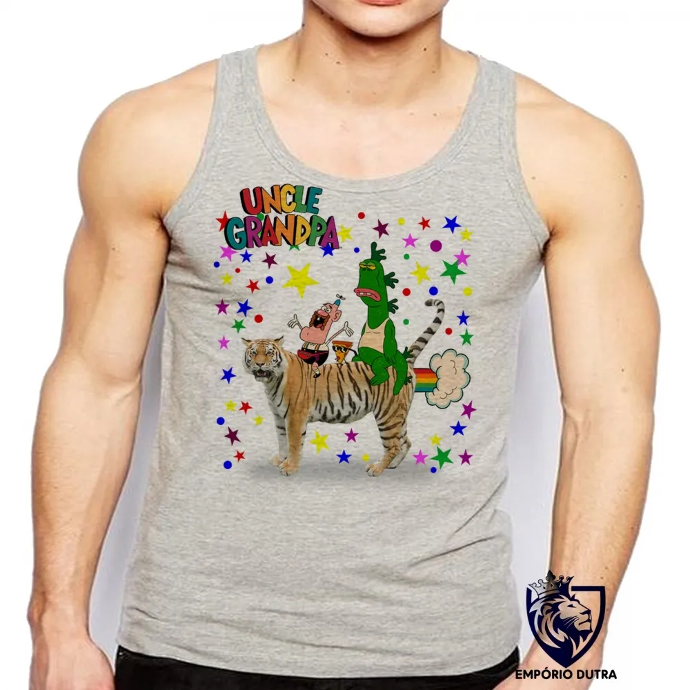 Camiseta Regata adulto ou infantil Titio avô tigreza uncle grandpa desenho cartoon