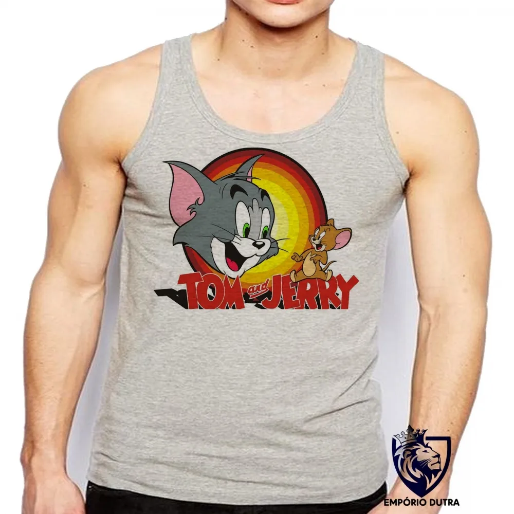 Camiseta Regata adulto ou infantil Tom and jerry gato rato desenho hanna barbera Imagem