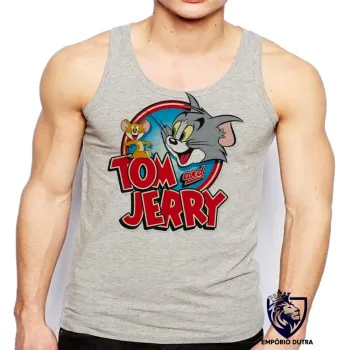 Camiseta Regata adulto ou infantil Tom e Jerry gato cat rato desenho