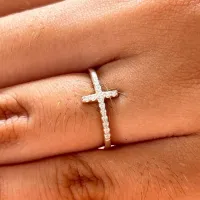 Anel de prata 950 - Cruz com Zircônias - 270118 - Foto 2