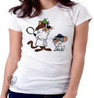 Baby look blusa feminina Olho Vivo e Faro Fino gato e rato detetive hanna barbera - Foto 5