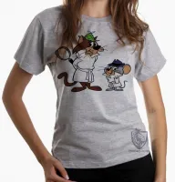 Baby look blusa feminina Olho Vivo e Faro Fino gato e rato detetive hanna barbera - Foto 6