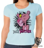 Baby look blusa feminina Pantera Cor de Rosa desenho - Foto 2