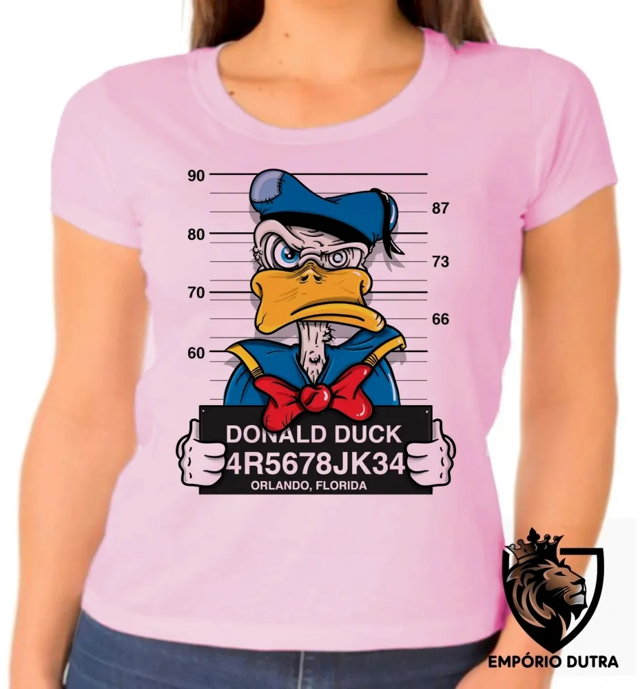 Baby look blusa feminina pato donald disney preso Imagem