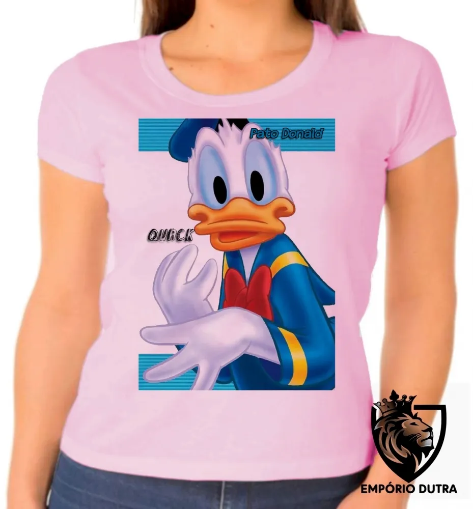 Baby look blusa feminina Pato Donald quack amigo mickey