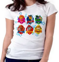 Baby look blusa feminina Patrulha Canina nomes - Foto 3