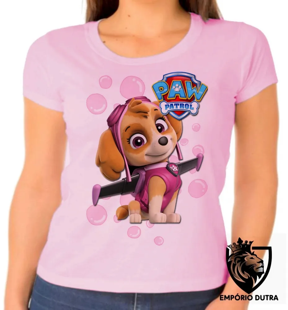 Baby look blusa feminina Patrulha Canina Skie