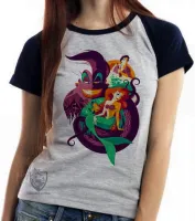 Baby look blusa feminina Pequena Sereia ariel - Foto 6