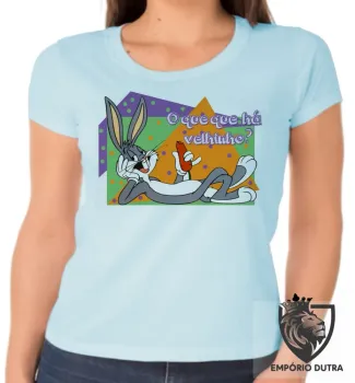 Baby look blusa feminina Pernalonga coelho velhinho - Foto 2