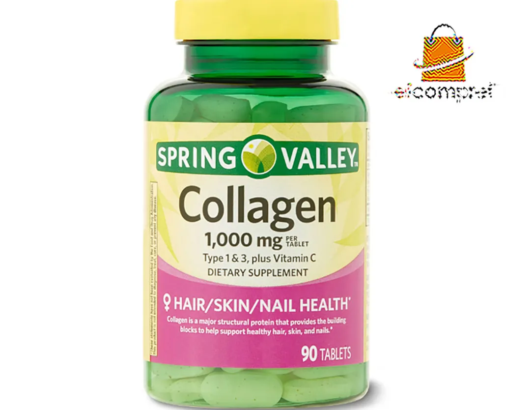 Spring Valley Collagen Type 1 & 3 Plus Vitamina C Suplemento Dietético 1,000mg C/90 Compr Importado 