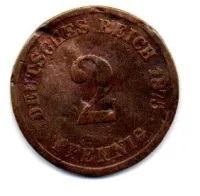 Alemanha - Império - 1875 - 2 Pfennig - C/ Mossas