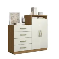 Cômoda 4 Gavetas 2 Portas Com Sapateira Organizadora Londres Atacama/Off White Aramóveis - Foto 3