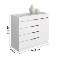 Cômoda 5 Gavetas Com Porta Joias Organizador Tampo De Vidro Sevilha Branco Aramóveis - Foto 3