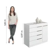 Cômoda 5 Gavetas Com Porta Joias Organizador Tampo De Vidro Sevilha Branco Aramóveis - Foto 4