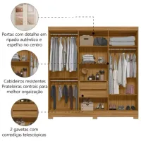 Guarda Roupas Casal Ripado Com Espelho 6 Portas 2 Gavetas Freijó/Off White Valença Moval - Foto 4