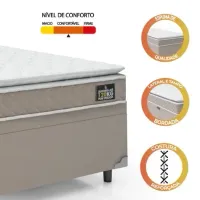 Cama Box Baú Solteiro Colchão D33 com Pillow Top Millenium 88x188x57cm Bege - Suporta até - Foto 3