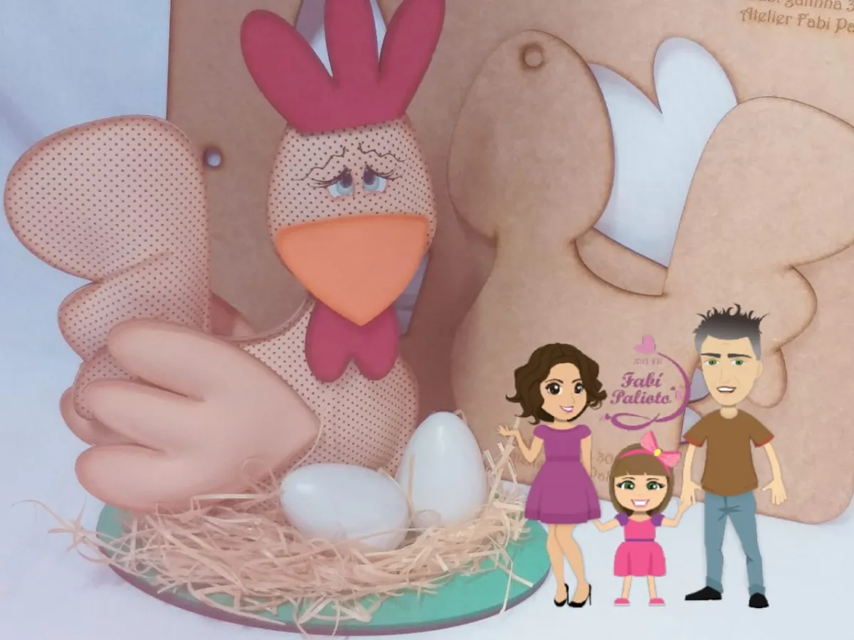 G598   Gabarito de Moldes em MDF Galinha Fofa 30cm