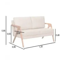 Namoradeira Decorativa Mona Luxo Maderia Maciça Linho Beg - Foto 2