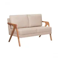 Namoradeira Decorativa Mona Luxo Maderia Maciça Linho Beg - Foto 3