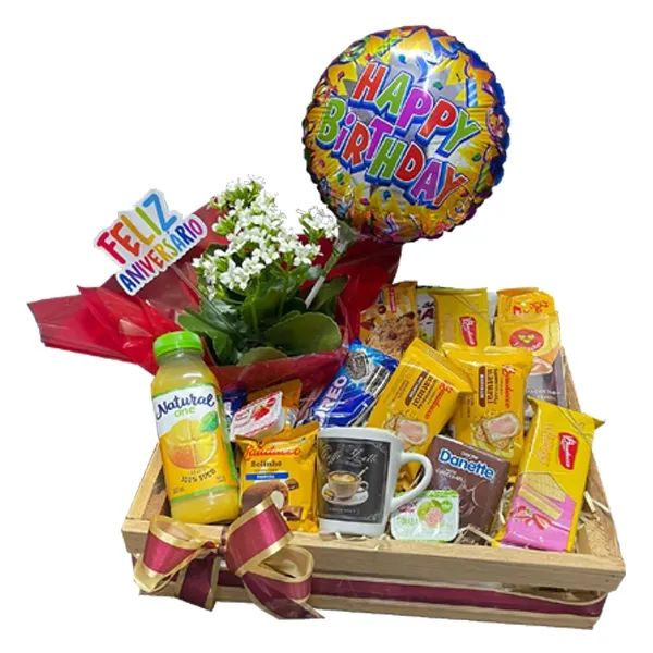 Cesta de Cafe da Manhã Feliz Aniversário  Imagem