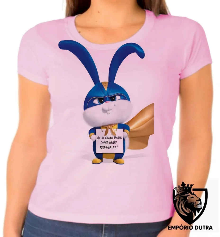 Baby look blusa feminina Pets Bola de Neve coelho