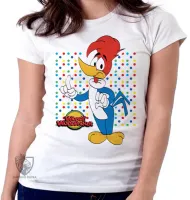 Baby look blusa feminina Pica Pau bolinhas - Foto 2