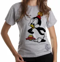 Baby look blusa feminina Pica Pau Chilly willy pinguim - Foto 6