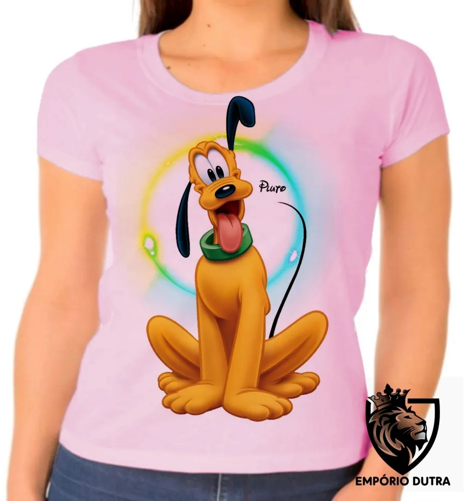 Baby look blusa feminina Pluto cachorro pateta mickey Imagem