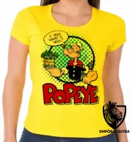 Baby look blusa feminina Popeye espinafre lata redondo olivia - Foto 3