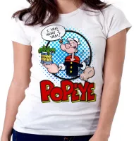 Baby look blusa feminina Popeye espinafre lata redondo olivia - Foto 5