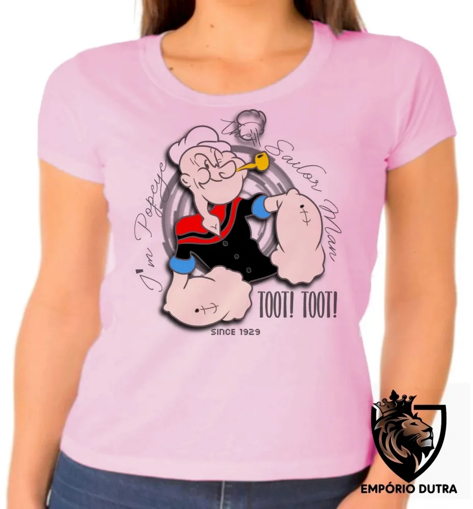 Baby look blusa feminina Popeye sailor marinheiro mar brutus Imagem